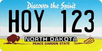 ND license plate HOY123