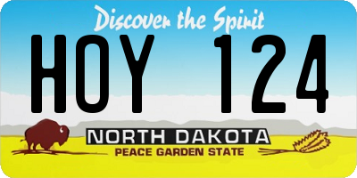 ND license plate HOY124