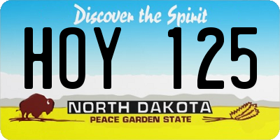 ND license plate HOY125