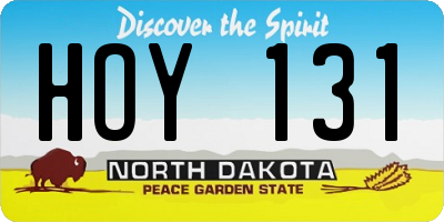 ND license plate HOY131