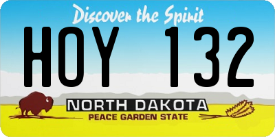 ND license plate HOY132