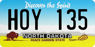 ND license plate HOY135