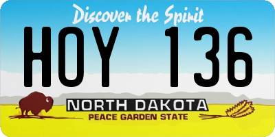 ND license plate HOY136