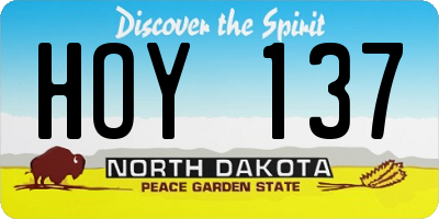 ND license plate HOY137