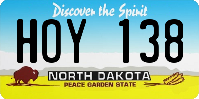 ND license plate HOY138