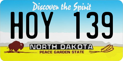 ND license plate HOY139