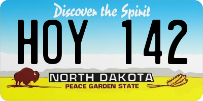 ND license plate HOY142