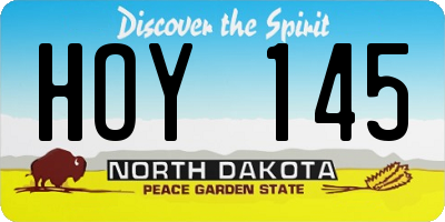 ND license plate HOY145