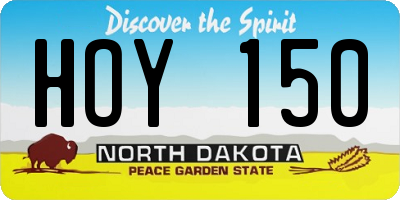 ND license plate HOY150
