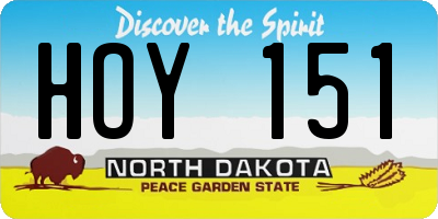 ND license plate HOY151