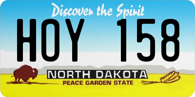 ND license plate HOY158