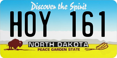 ND license plate HOY161