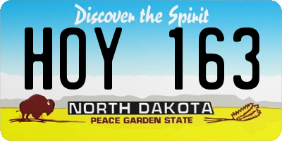 ND license plate HOY163