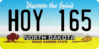ND license plate HOY165