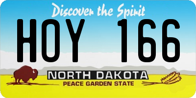 ND license plate HOY166