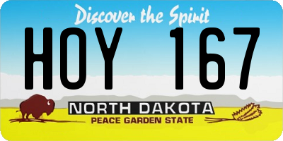ND license plate HOY167