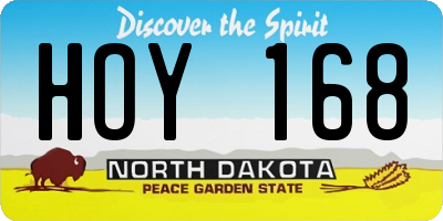 ND license plate HOY168