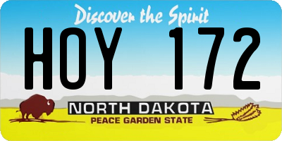 ND license plate HOY172