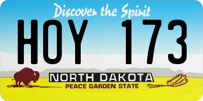 ND license plate HOY173