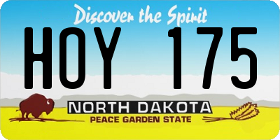 ND license plate HOY175