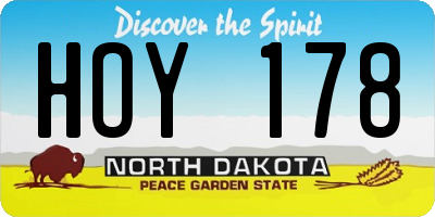 ND license plate HOY178