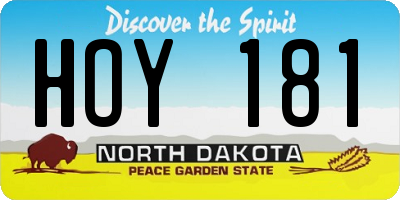 ND license plate HOY181