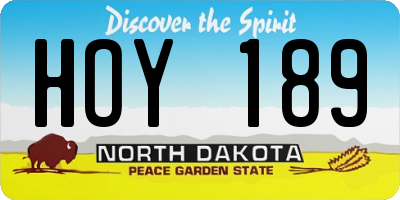 ND license plate HOY189