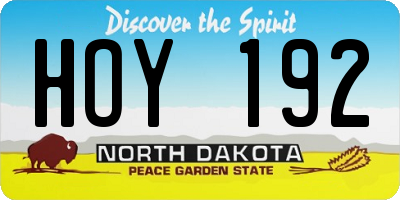 ND license plate HOY192