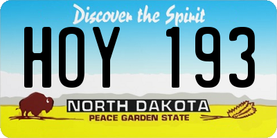 ND license plate HOY193