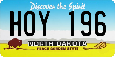 ND license plate HOY196