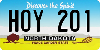 ND license plate HOY201
