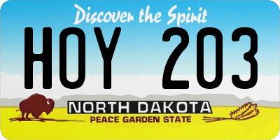 ND license plate HOY203
