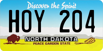 ND license plate HOY204