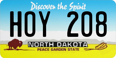 ND license plate HOY208