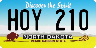 ND license plate HOY210