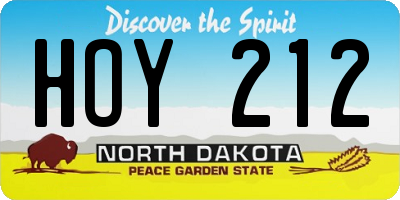ND license plate HOY212