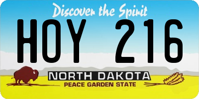 ND license plate HOY216