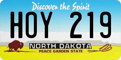 ND license plate HOY219