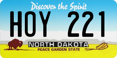 ND license plate HOY221