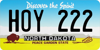 ND license plate HOY222