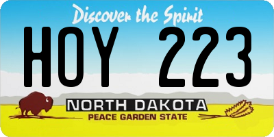 ND license plate HOY223