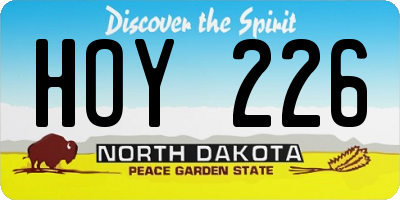 ND license plate HOY226