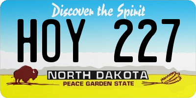ND license plate HOY227