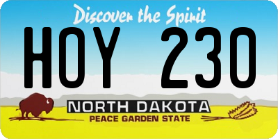 ND license plate HOY230