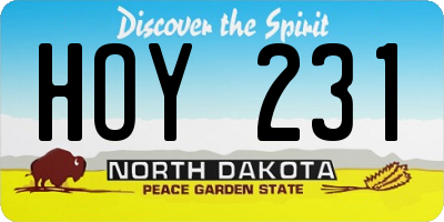 ND license plate HOY231
