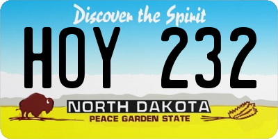 ND license plate HOY232