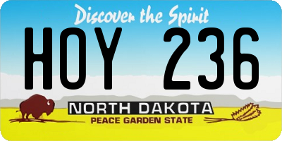ND license plate HOY236