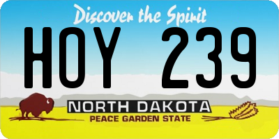 ND license plate HOY239