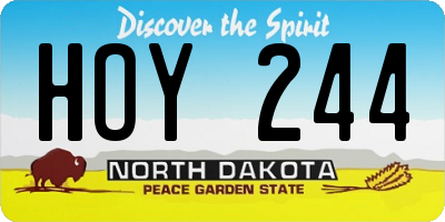 ND license plate HOY244