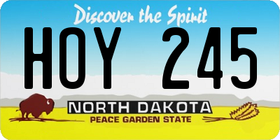 ND license plate HOY245